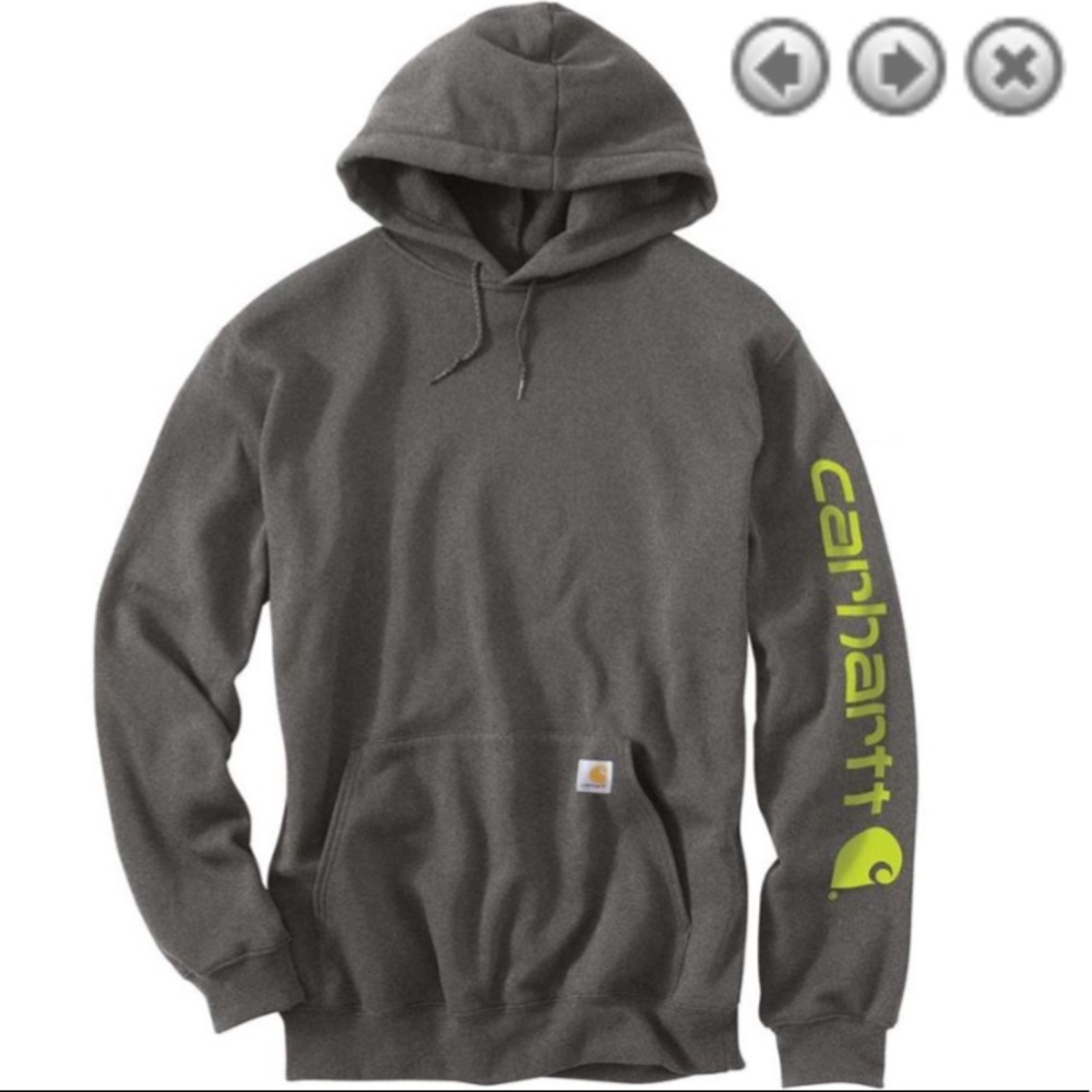 Charcoal Heather Mid Weight Carhartt Hoodie sz S